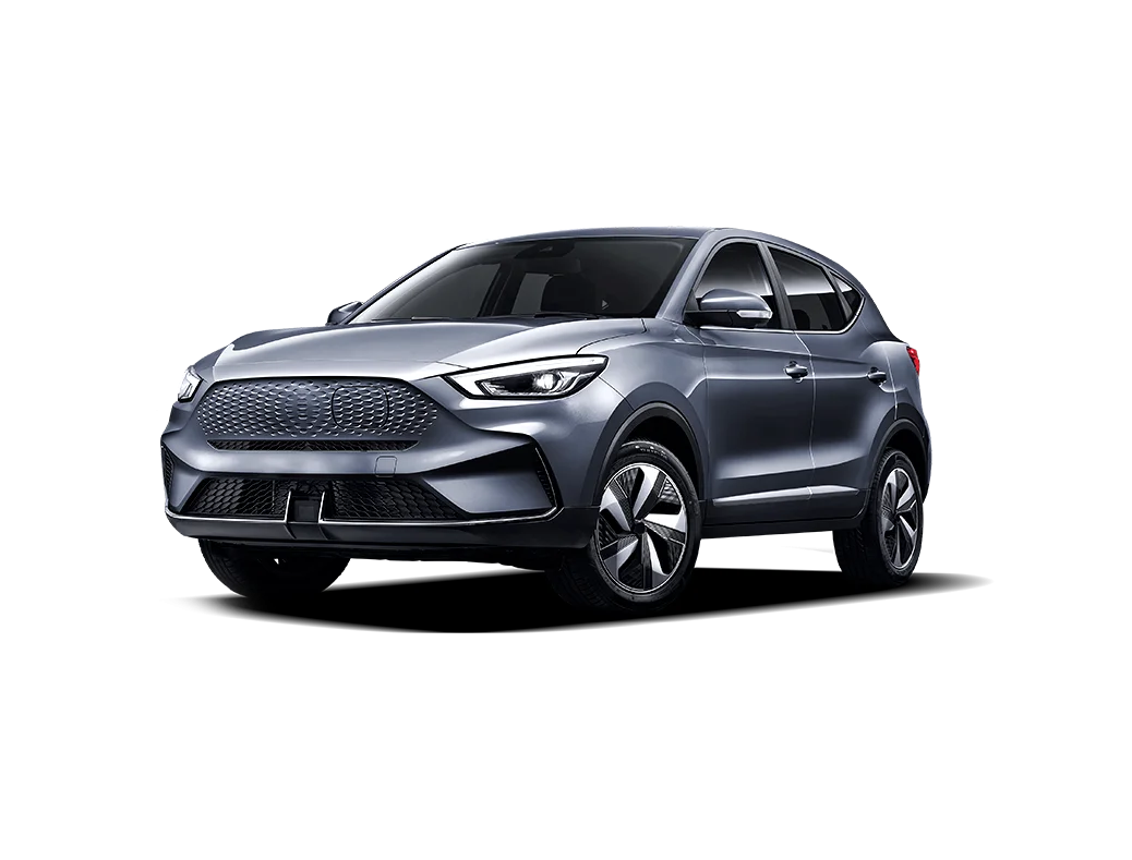 Silver compact SUV photographed from front-left, showcasing a bold grille and sleek headlights.